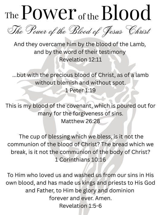 Power of the Blood Scriptures Printable Wall Art Digital Download