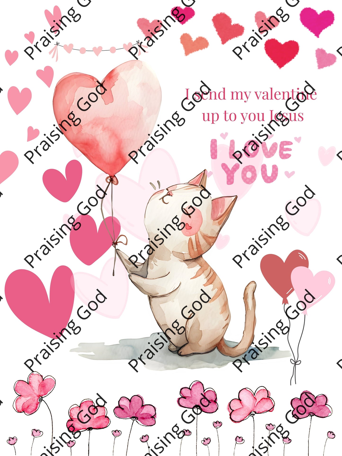 I Send My Valentine Up to You Jesus Printable Wall Art Digital Download